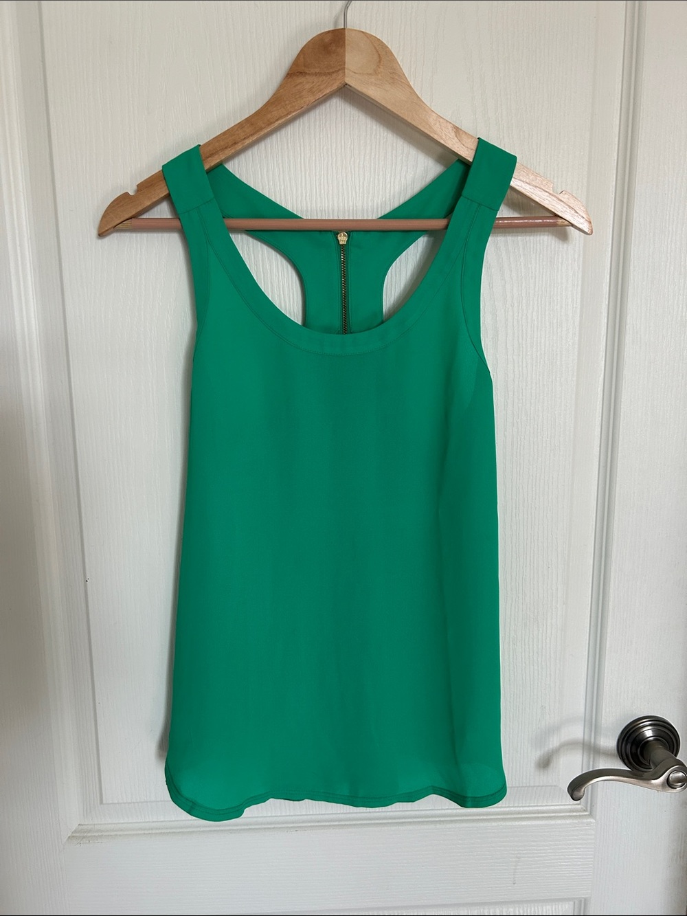 Express Emerald Racerback Tank with Gold Back Zip